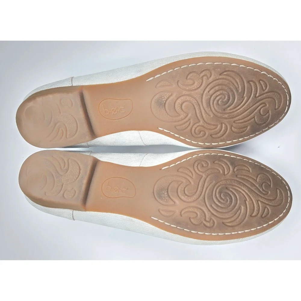 B.O.C. Born Concept‎ Silver White Floral Ballet Flats Womens 9.5 Metallic